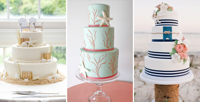 Стильный свадебный торт цвета моря