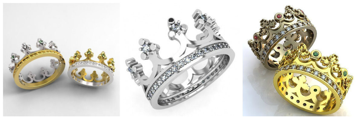 парные обручальные кольца из белого золота с бриллиантами